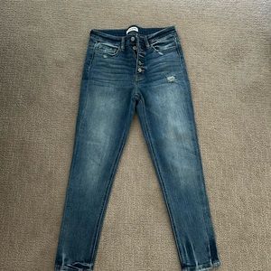 Size 28 Flying Monkey Skinny Jeans. Button fly, medium wash, no distressing